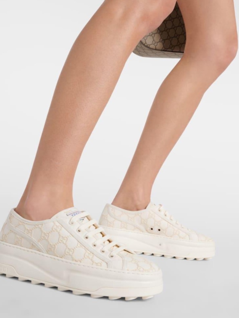 Gucci Cream GG Canvas Platform Sneakers - Picture 8 of 8